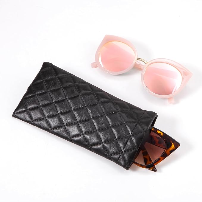 TRIUMPH VISION Eyeglass Case Glasses Case Soft Sunglass Pouch Sleeve 3 Pack | Slim Lightweight Alternative to Bulky Case, Leather Lined Protect Lens, Squeeze Easy to Use, Stylish Portable for Daily Use