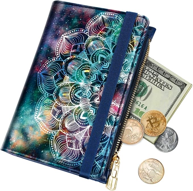 Passport Holder for Travel, RFID Blocking Passport Cover for Women Zipper | Travel Wallets, Passport Book Holder, Credit Card Holder, ID Window,SIM Card Slots, Coin & Tickets Pocket, Mandala