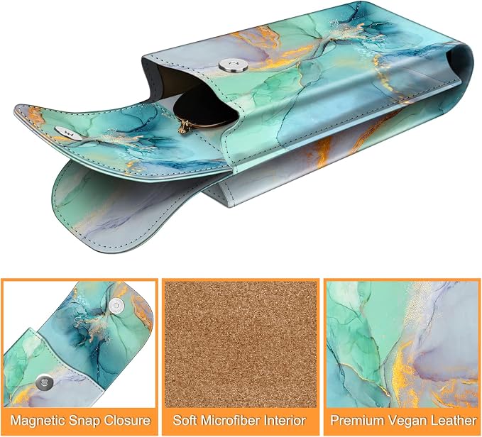 FINTIE Double Glasses Case with Carabiner Hook, Portable Vegan Leather Eyeglass Case Anti-scratch Sunglasses Pouch