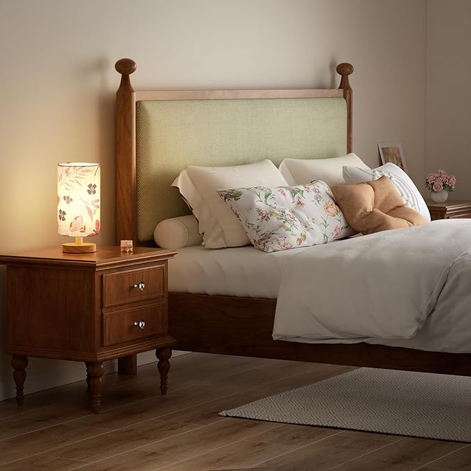 Small Table Lamps (Butterfly Cream Shade, 9" Inline Control) | 3000K LED Blub Included | 680 Lumens | Easy Assembly | Minimalist Design | E26 | for Kitchen | for Kids Room
