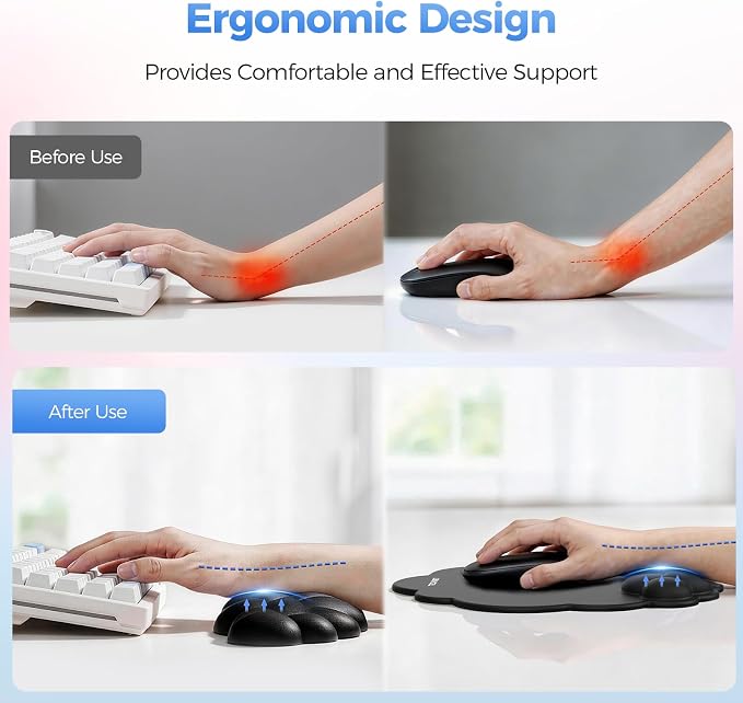 TECKNET Cloud Mouse Pad with Wrist Rest, Ergonomic Cloud Wrist Rest with Non-Slip Base, PU Leather Memory Foam Mouse Pad Wrist Support for Keyboard and Mouse, Pain Relief for Typing, Gaming, Black