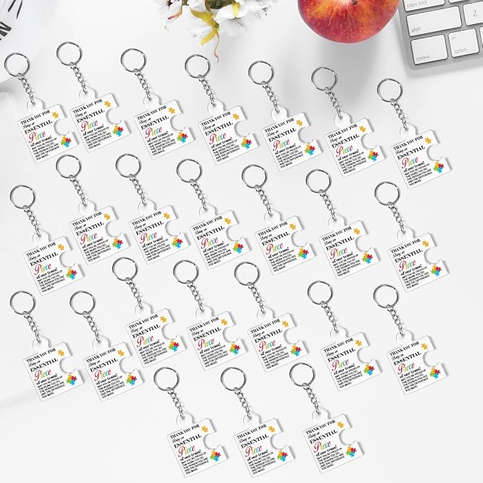 Team Appreciation Gifts Bulk Thank You Keychains for Coworkers | Gift Set for Employee, Staff, Teachers, Teamwork Puzzle Piece Keyring, Acrylic