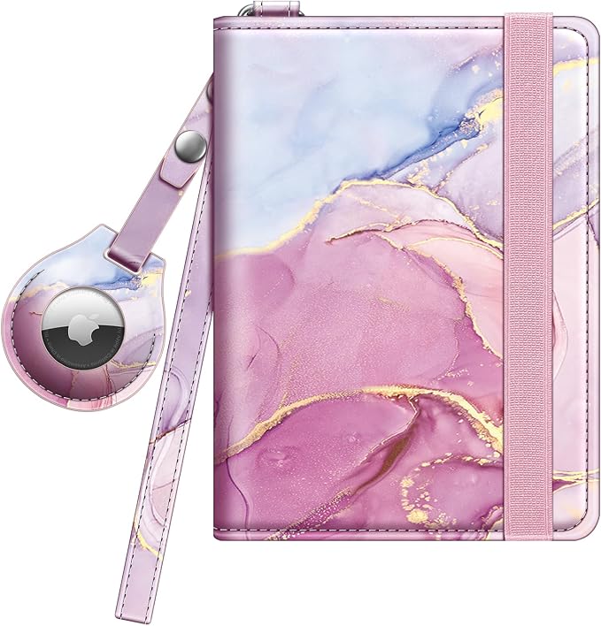 FINTIE Passport Holder with Airtag Holder, Slim Travel Wallet | RFID Blocking Passport Cover Protector Essentials with Credit Card Slots, Women/Men