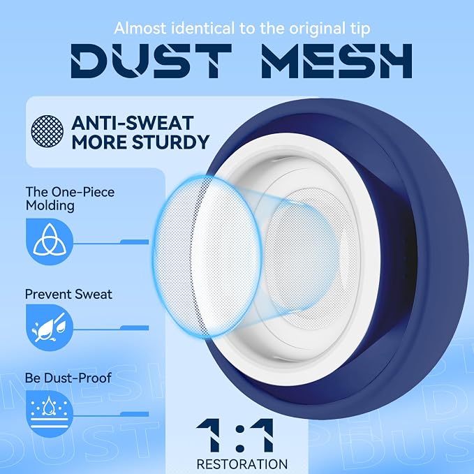 Inesore 4 Pairs Replacement Ear Tips for AirPods Pro 2nd/1st (Dark Blue) | with Noise Reduction Hole & Built-in dust Guard Screen,Silicone,with Portable Storage Box & Cleaner Pen,4 Size (XS/S/M/L)