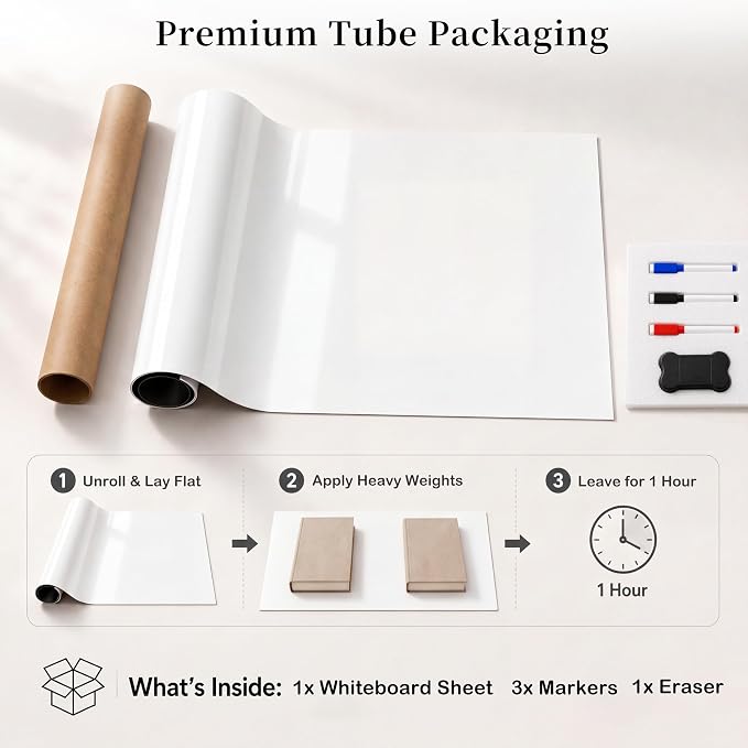 Magnetic Whiteboard Sheet for Freezer: Large Food Inventory Tracker | Oversized Cut-to-Fit Dry Erase Surface for Bulk Groceries - 36" x 24" Fridge Organizer Covers Old Appliance Surfaces