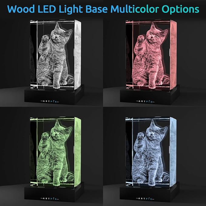 ArtPix 3D Premium Crystal Photo, Personalized Gifts for Women, Wife, Mom, Her, Him, Men, Great Customized Gift With Your Own Photo - Anniversary, Wedding, Birthday - Custom Glass 3D Laser Etched Picture Frame