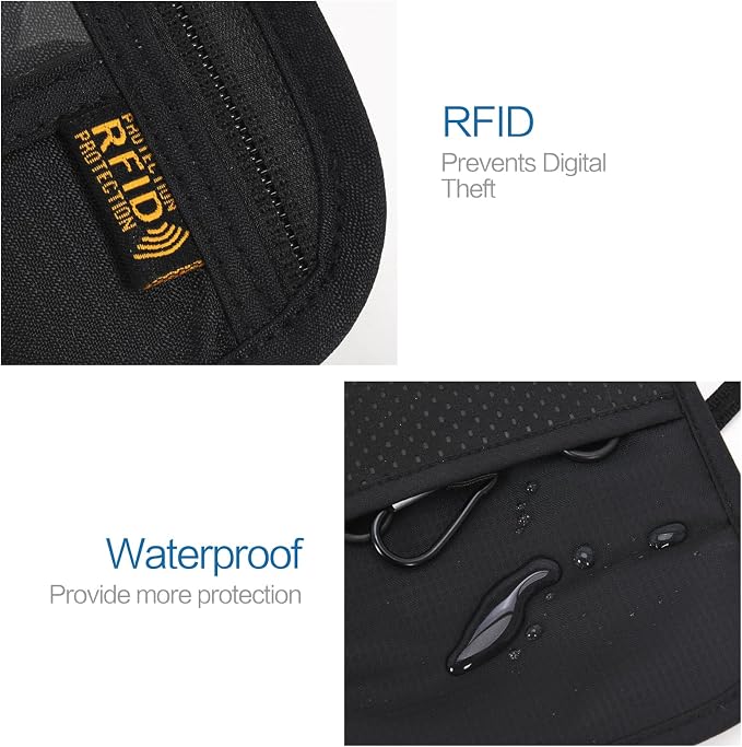 Neck Wallet Lightweight RFID Blocking Waterproof Travel Pouch Passport Wallets for Women Men