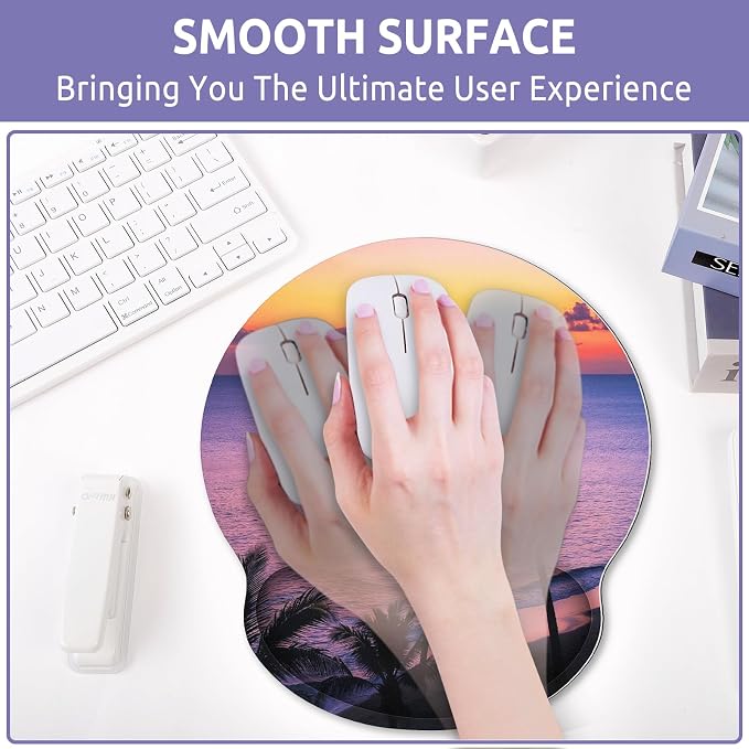KONVINIT Ergonomic Mouse Pad with Wrist Rest, Small Mousepad with Non-Slip Rubber Base and Smooth Surface, Sunset Mouse Pads for Desk, Office Desk Accessories