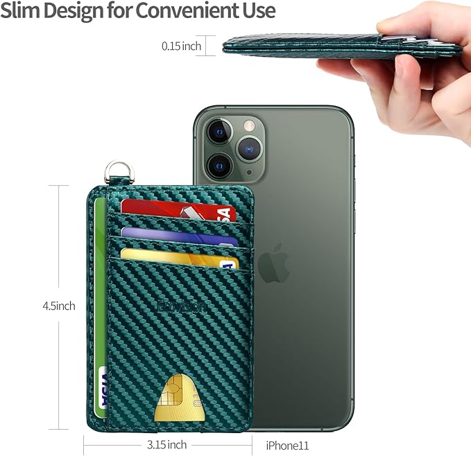 Slim Minimalist Front Pocket Wallet, RFID Blocking Credit Card Holder Wallet with Detachable D-Shackle for Men Women