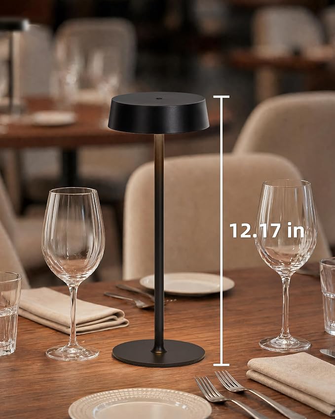 EZVALO Cordless Lamp, Rechargeable Table Lamp, Battery Operated | Portable Outdoor Waterproof, 3 Color Temps RGB, Dimmable Touch Control, LED Memory Function, Restaurant Dining Patio Black1Pc