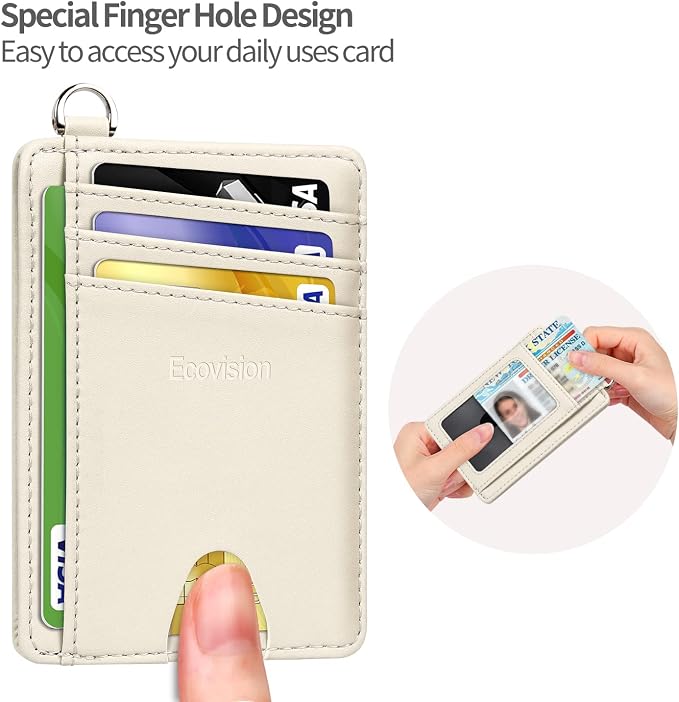 Slim Minimalist Front Pocket Wallet, RFID Blocking Credit Card Holder Wallet with Detachable D-Shackle for Men Women