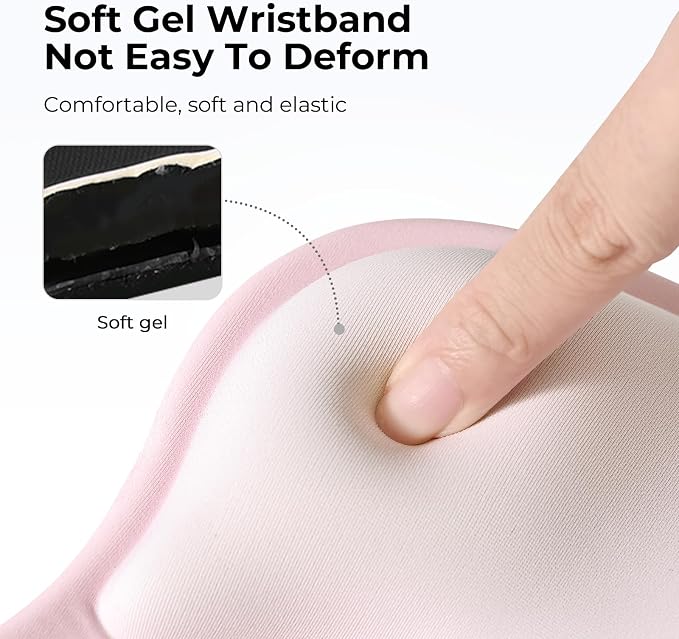 EooCoo Mouse Pad with Gel Wrist Rest, Ergonomic Mousepad Wrist Alignment | Middle Concave Design for Natural Wrist Alignment, Non-Slip Base Mousepad, Carpal Tunnel Relief, Office Desk Accessories