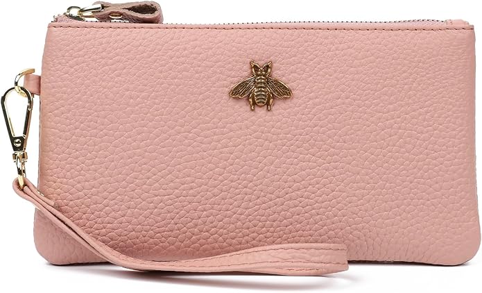 imeetu Wristlet Wallets for Women, Wristlet Clutch Purse, Phone Wallet | Genuine Leathe Wallet Women, Lightweight Water-resistant Long Wallet with Wrist Strap, Zip Coin Pocket, Gift Box, Bee Decor