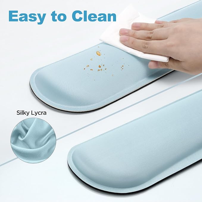 Gimars Upgrade Enlarge Gel Memory Foam Set Keyboard Wrist Rest Pad, Mouse Wrist Cushion Support for Office, Computer, Laptop, Mac, Comfortable, Lightweight for Easy Typing Pain Relief,Sky Blue
