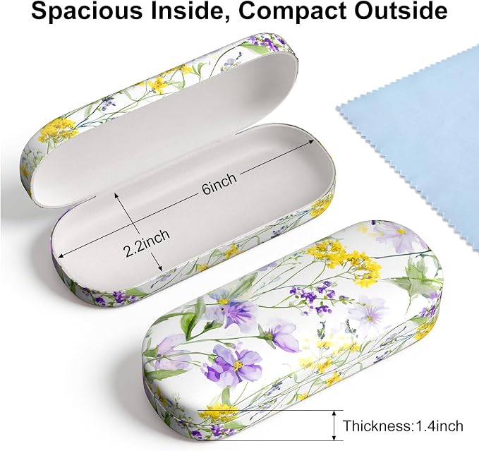 Hard Shell Leather Sunglasses Case,Classic Fashionable Cute Large Glasses Case for Women Men,Sunglass Eyeglasses