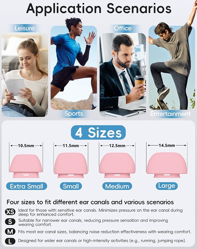 4 Pairs Replacement Ear Tips for AirPods Pro 1st /2nd(Pink) | with Noise Reduction Hole,Built-in dust Guard Screen Silicone Ear Tips with Cleaning Pen