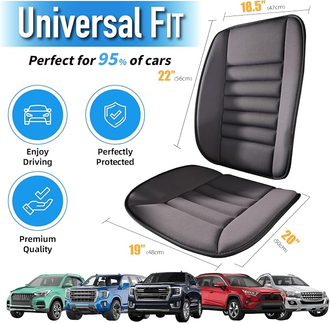 Lofty Aim Car Seat Cushion with Back Support Pillow, Driver Seat Cushion | Comfy Lumbar Support & Seat Cushion, Memory Foam Seat Cushion for Pain Relief, Butt Pillow for Car, Truck, Gray
