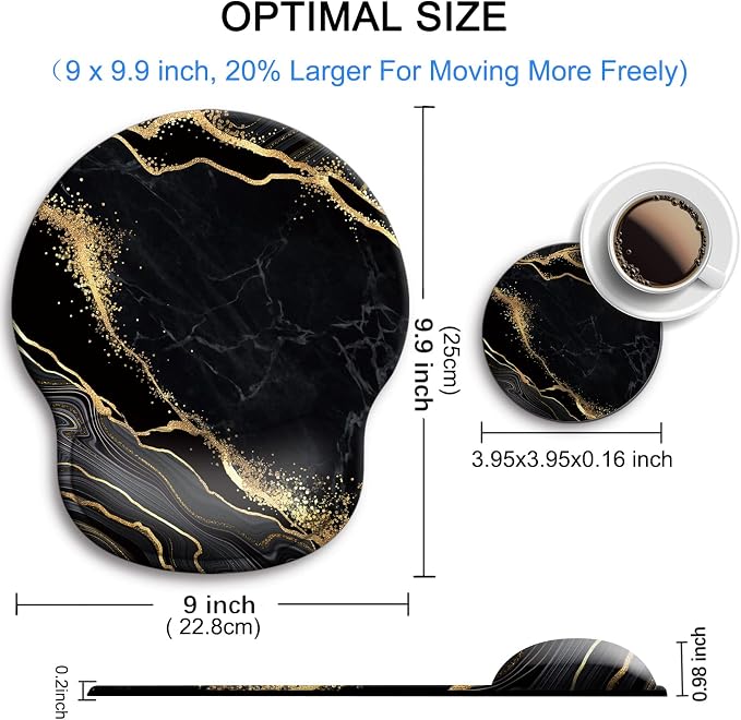 Ergonomic Mouse Pad with Wrist Rest Support,Gel Mouse Pads for Desk | Big Mousepad With Coaster Non-slip & Pain Relief for Computer, Home&Office Desk Decor