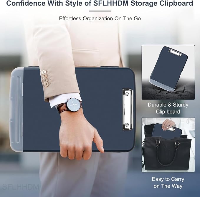 SFLHHDM Storage Clipboard with Pen Holder, High Capacity Clipboards for Classroom, Clip Boards 8.5x11 with Storage, Low-Profile Clip, Lightweight Plastic Clipboard for Kids, Lawers, Office Workers