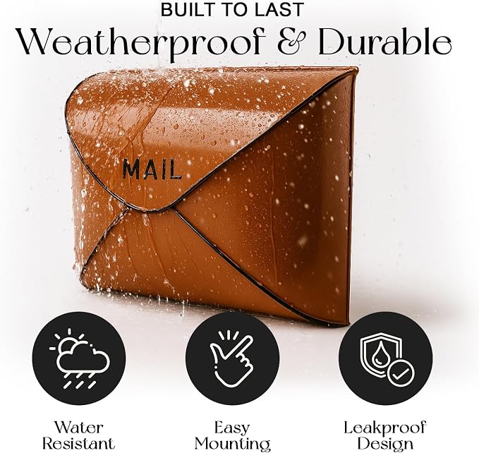 NACH Wall Mount Mailboxes, 11.5 x 9 x 4.5 inch Terracotta Wall Mailboxes for Outside, Waterproof Mailboxes for Outside - Envelope Mailbox