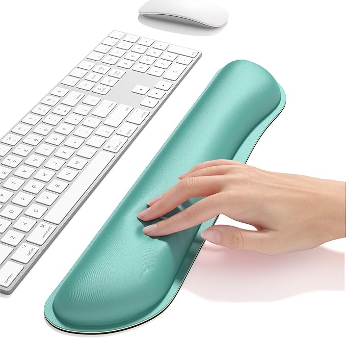 Dapesuom Enlarge Keyboard Wrist Rest Pad, Cute Memory Foam Wrist Rest for Computer Keyboard, Ergonomic Keyboard Mouse Wrist Support for Typing Pain Relief, Comfort for Office, Gaming, Laptop, Green