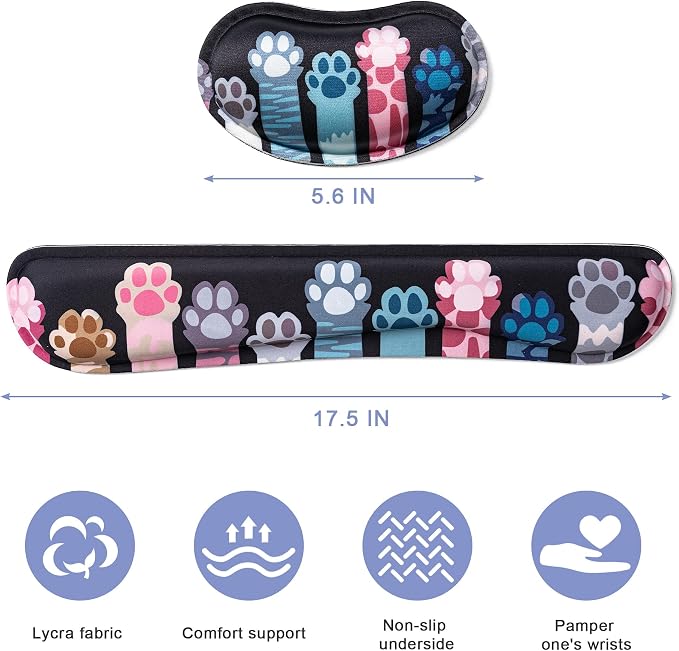 Keyboard Wrist Rest,Ergonomic Wrist Support for Keyboard,Cat Paw Style | Computer Wrist Rest,Superfine Fabric and Gel Memory Foam Wrist Pad,Easy Typing&Pain Relief,Suitable for Office,Family
