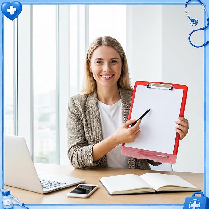 Crtiin 6 Pcs Colored Clipboard with Storage, 8.5 x 11 Inch Heavy Duty Plastic Nursing Clipboard Folder with Pen Holder A4 Medical Holder for Nurse Doctor Teacher Office, Organization (Candy Color)