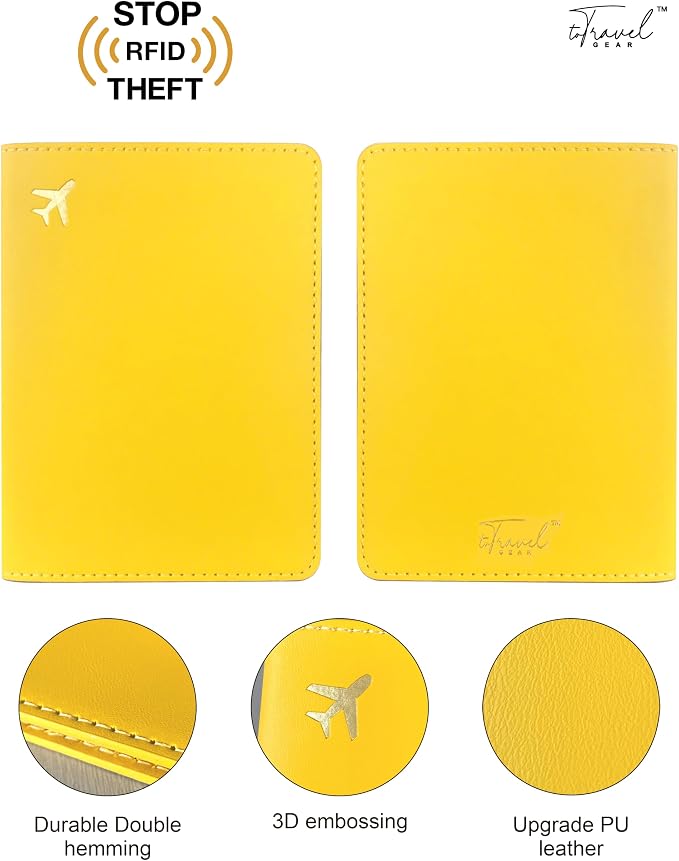 Passport Holder for Travel, RFID Blocking Waterproof PU Leather Travel Passport Cover Case Wallet