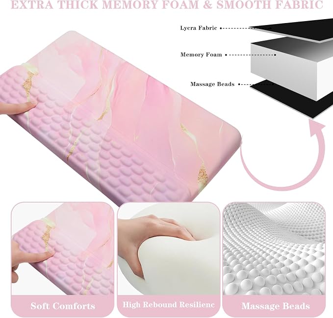 Ergonomic Keyboard Stand with Wrist Rest, Computer Wrist Support Pad | Comfy Tilted Keyboard Riser Holder Wrist Pad for Pain Relief, Soft Memory Foam Desk Cushion for Office Home