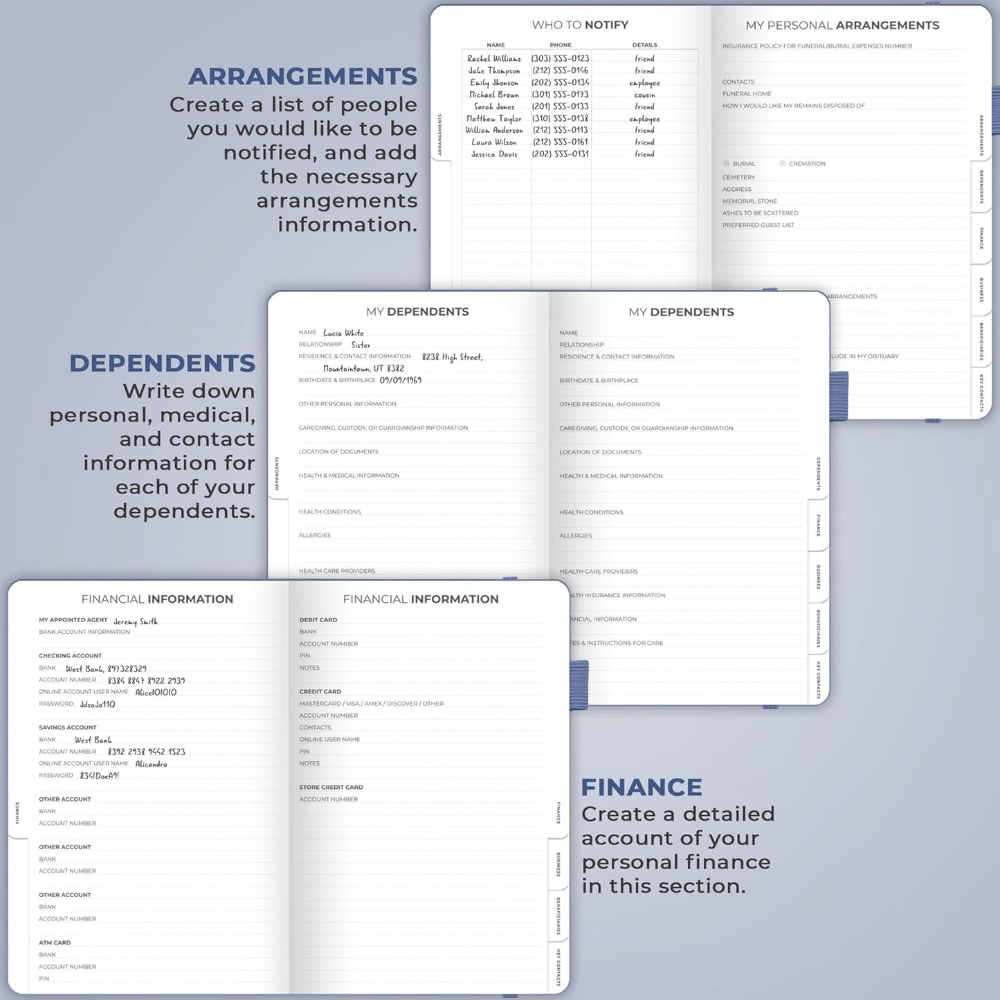 Clever Fox End of Life Planner – Final Arrangements Organizer for Beneficiary, Will Preparation, Last Wishes & Funeral Planning, A5 (Midnight Blue)