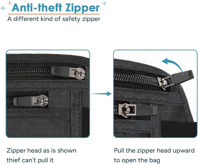 travel inspira RFID Hidden Money Belt Slim Anti Theft Travel Wallet | Passport Holder for Travel Concealed under Clothes for Ultimate Protection of Credit Cards, Cash, Passport & Documents, Black