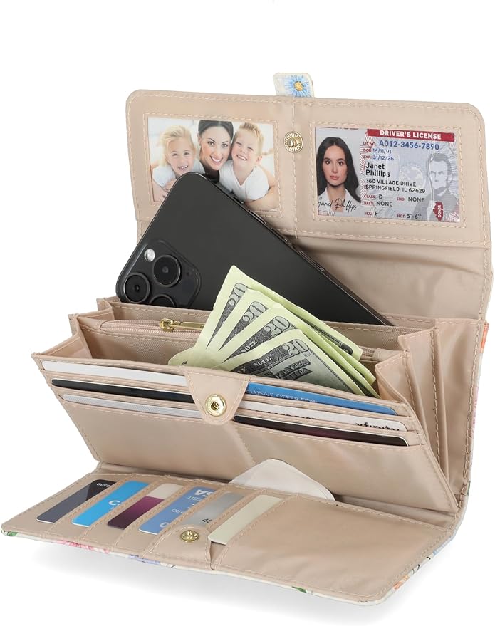 Mundi File Master Womens RFID Blocking Wallet Clutch Organizer With Change Pocket