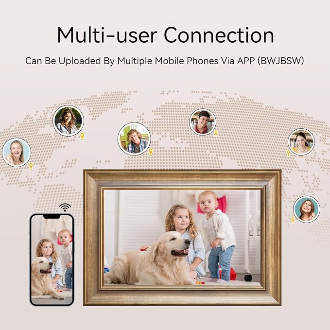 10.1 Inch WiFi Digital Picture Frame, Smart Digital Photo Frame with 1280x800 IPS HD Touchscreen, Instant Wireless Photo & Video Sharing via App, Electronic Picture Frame for Family