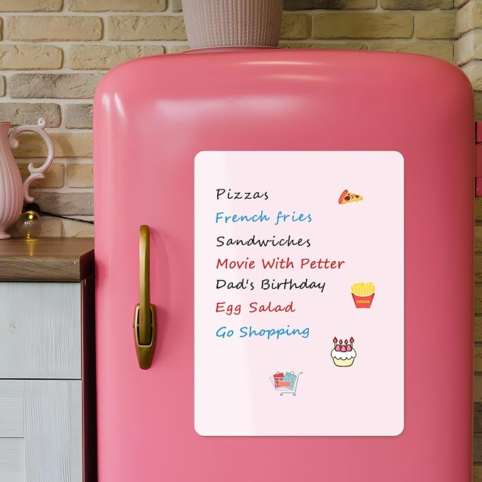 MaxGear Magnetic Pink Whiteboard for Fridge, 12 x 8 Inch, Markers Included
