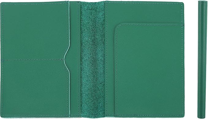 STAR VISTA Albatross Leather Travel Passport Holder, Minimalist Design, Calfskin Leather Case for Women and Men - Slim Passport Wallet, Bifold, RFID Blocking, Green