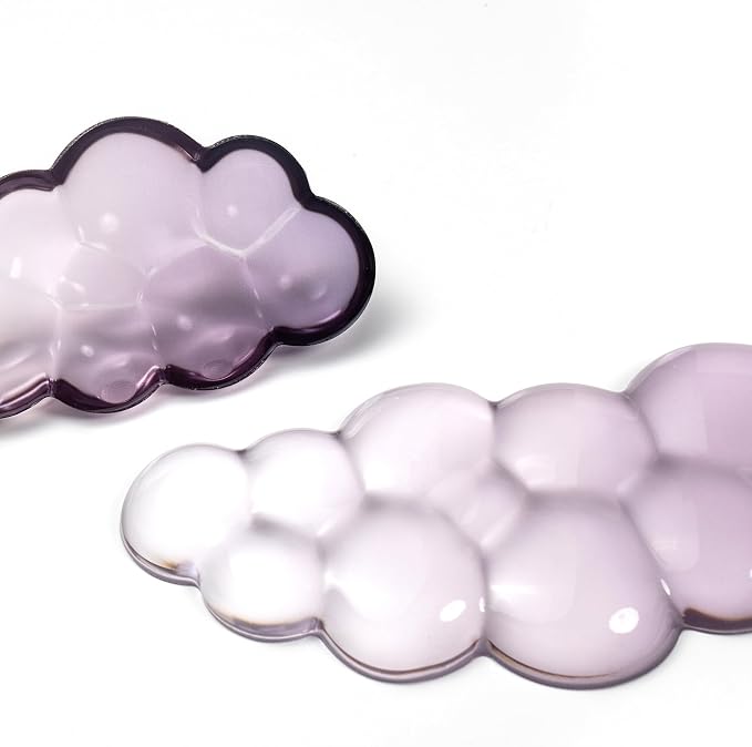 Ergonomic Cloud Silicone Gel Keyboard and Mouse Wrist Rest Set – Clear Wrist Rest for Computer Keyboard 60%/68%/75%, Comfort & Support for Typing and Gaming (Grey Purple)