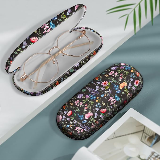 FINTIE Hard Shell Eyeglasses Case, Portable Protective Glasses Cover Eyeglass Holder Box with Cleaning Cloth for Men Women