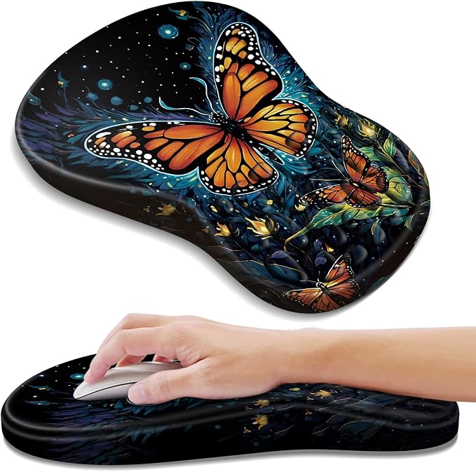 YIWEI Ergonomic Mouse Pad with Wrist Rest for Carpal Tunnel Pain Relief | Memory Foam Wrist Support,Non-Slip Rubber Base, Keyboard Computer Mousepad,Lycra Cloth Surface,Gaming Home Office