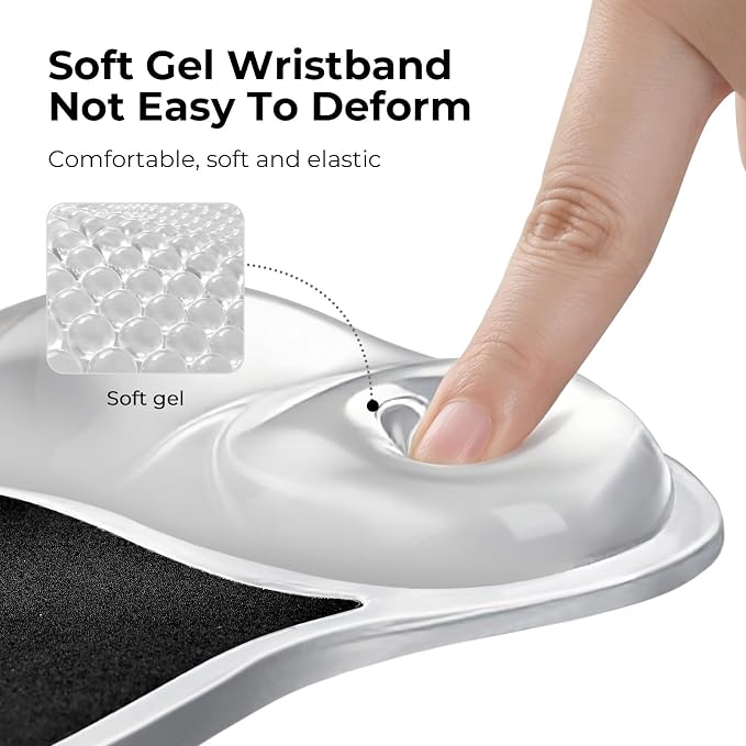 EooCoo Ergonomic Waterproof Mouse Pad with Gel Wrist Rest Support | Middle Concave Design for Natural Wrist Alignment, Non-Slip Base Mousepad, Carpal Tunnel Relief, Office Desk Accessories