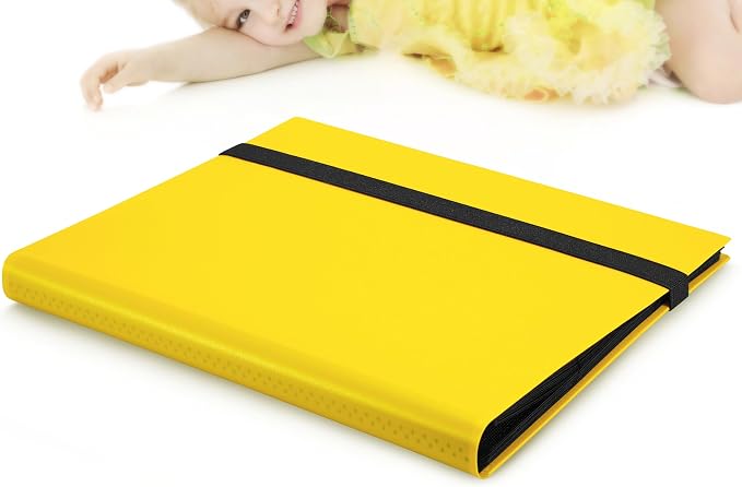 【2026】Trading Card Binder 9 Pocket, Premium Sports Collection Binder Game Cards Book with Sleeves Side Loading, Anti-open Strap Double Sided Waterproof 360 Card Folder