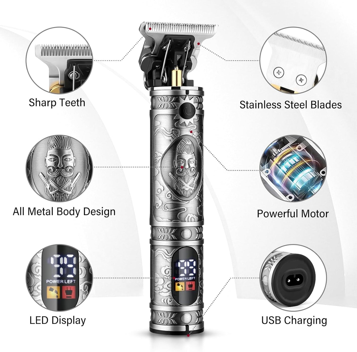 GSKY Professional Hair Clippers, Men's Beard Trimmer & Grooming Kit with Electric Razor, Clippers & Trimmers Set, Hair Cutting Machines