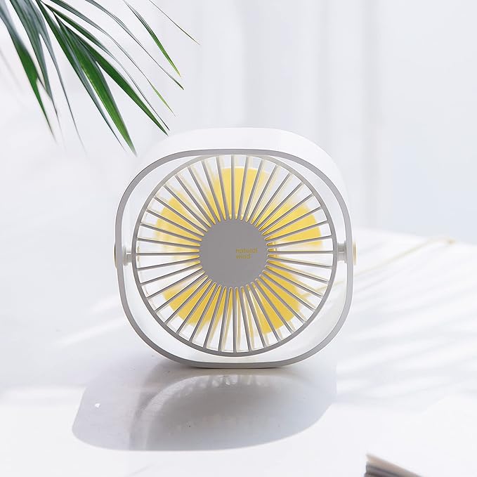 Simpeak Small USB Fan Small Quiet Portable USB Powered ONLY (No Battery), Cooling 3 Speed Setting 360° Adjustable Swivel Desktop Personal Fan for Home Office Bedroom Outdoor Travel Summer (White)