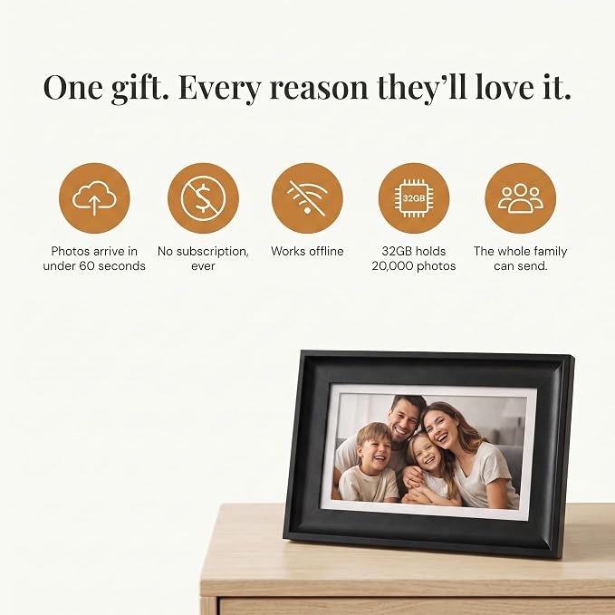 Heart Frame - 10.1 Inch WiFi Digital Picture Frame - Frameo App Sends Photos from Phone Anywhere in Seconds - 1280x800 IPS Touchscreen - 32GB Memory - Photo Gift for Mom Dad Wife Grandparents - Black