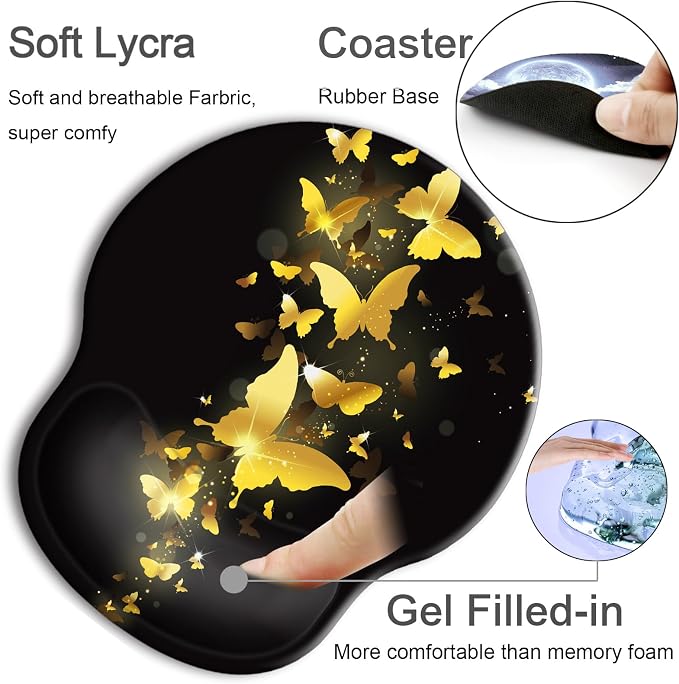 Ergonomic Mouse Pad with Wrist Rest Support,Gel Mouse Pads for Desk | Big Mousepad With Coaster Non-slip & Pain Relief for Computer, Home&Office Desk Decor
