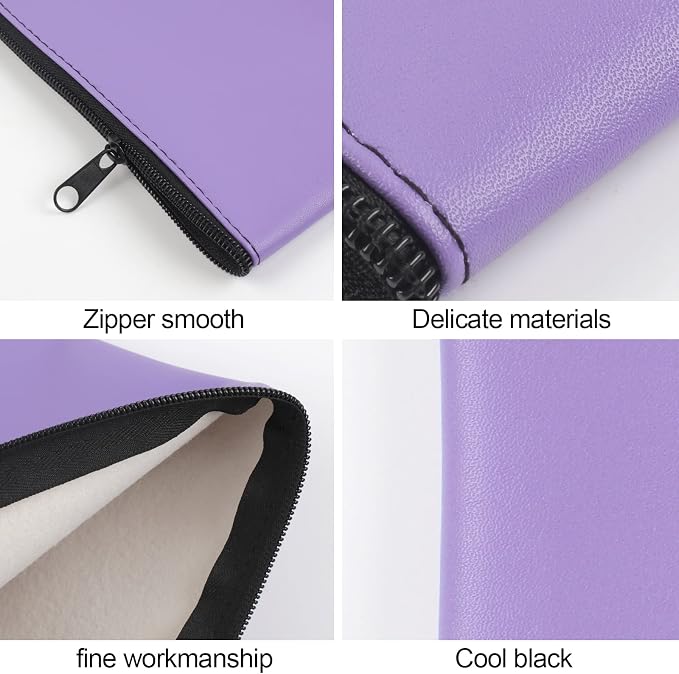 2 Pieces Money Bags with Zipper, 11x6.1 inch Money Pouch, Bank Bag, Cash Bag, Check Wallet, Cosmetics(Purple)