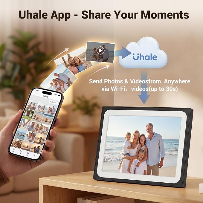 Uhale Digital Picture Frame 10.1 Inch HD Touch Screen Digital Photo Frame WiFi Enabled,16GB Storage,Auto-Rotate,Free Photo and Video Sharing to Family
