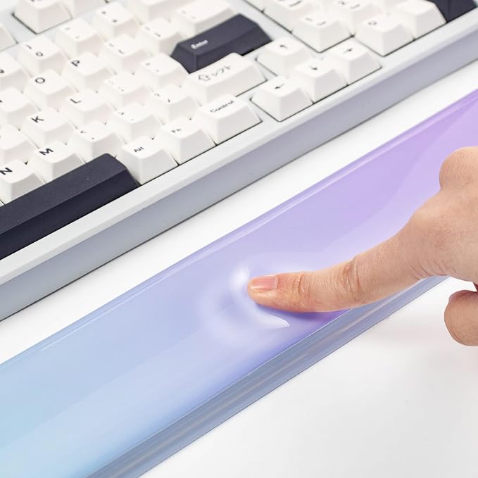 Gel Keyboard and Mouse Wrist Rest Set –Blue Purple Clear Wrist Rest for Computer Keyboard 60%/68%/75%, Comfort & Support for Typing and Gaming