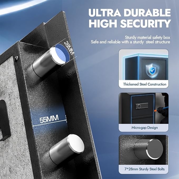 KAER Safe Box 8.6 CuFt Extra Large Heavy Duty Home Safe, Dual Door Digital Keypad Lock with Hidden Lock Box, Fireproof Waterproof Bag, Adjustable Shelves, for Closet, Office, Document Security