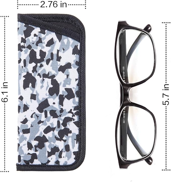 TRIUMPH VISION Reading Glasses Pouch Eyeglass Sleeve Soft Case Slim 3 Pack | Alternative to Bulky Case Lightweight，Neoprene Lined Padded Protect Optical lens Slip in, Cute Pattern Portable for Daily Use