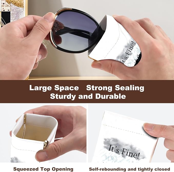 Anikathy 2Pcs Sunglass Eyeglass Glasses Case Soft PU Leather with Cleaning Cloth Cute Glasses Pouch Bag for Men Women Girs
